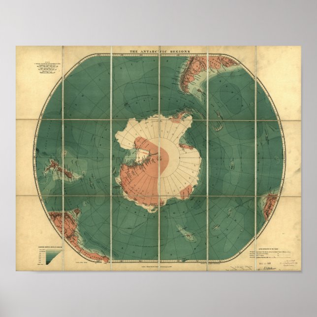Antarctica Regions Antique Map 1922 Poster (Front)