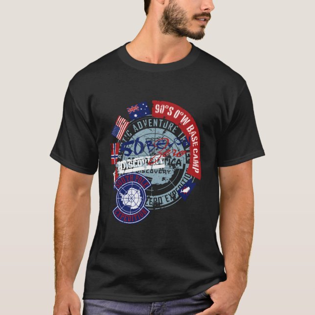 Antarctica Research Flags T-Shirt (Front)