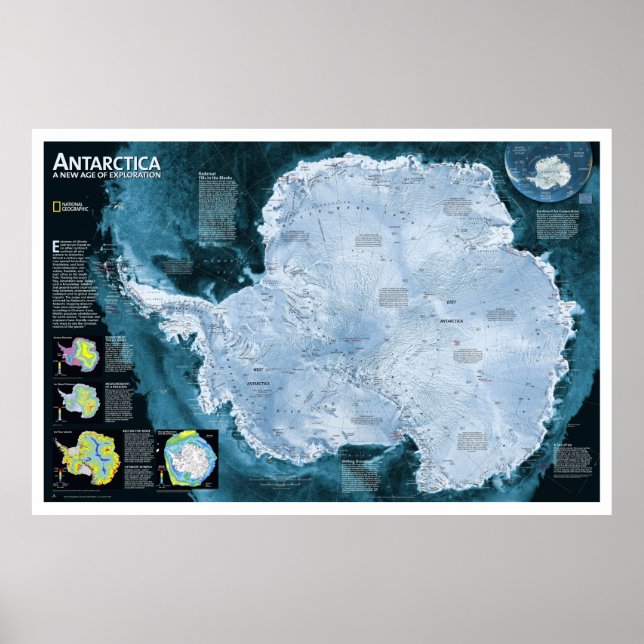 " Antarctica: Satellite map as a Poster (Front)