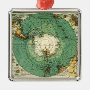AntarcticaPanoramic MapAntarctica Metal Ornament