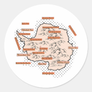 Antartica Vintage Map Classic Round Sticker