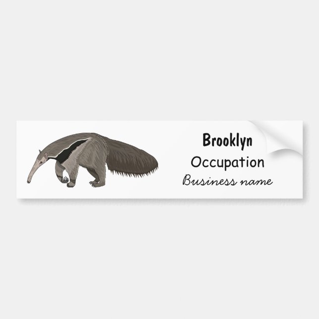 Anteater cartoon illustration bumper sticker (Front)