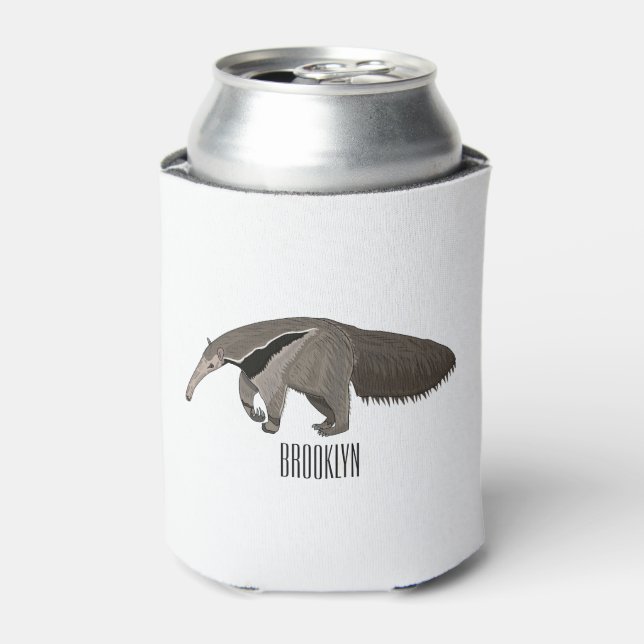 Anteater cartoon illustration  can cooler (Can Front)