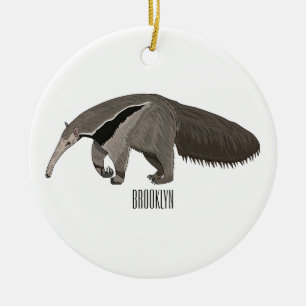 Anteater cartoon illustration  ceramic ornament
