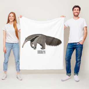 Anteater cartoon illustration  fleece blanket