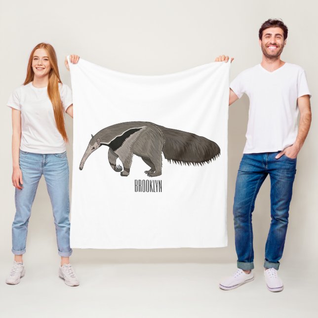 Anteater cartoon illustration  fleece blanket (In Situ)