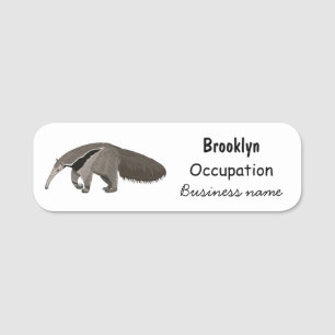 Anteater cartoon illustration name tag