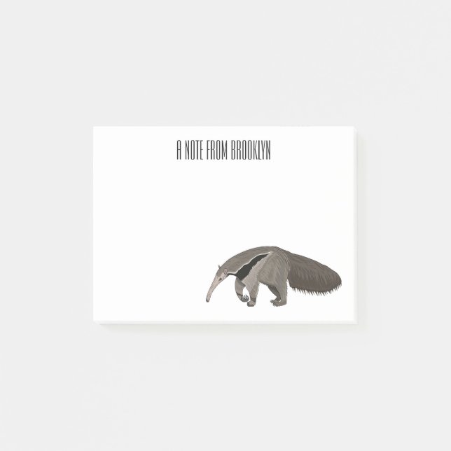 Anteater cartoon illustration  post-it notes (Front)