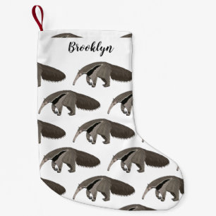 Anteater cartoon illustration small christmas stocking
