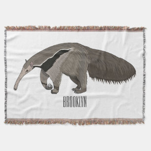 Anteater cartoon illustration  throw blanket