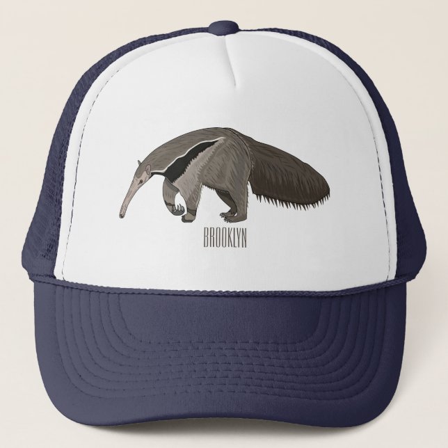 Anteater cartoon illustration  trucker hat (Front)