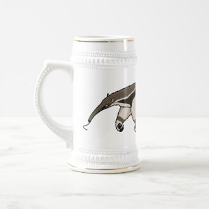 Anteater happy cartoon illustration beer stein