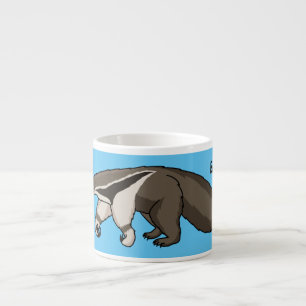 Anteater happy cartoon illustration espresso cup