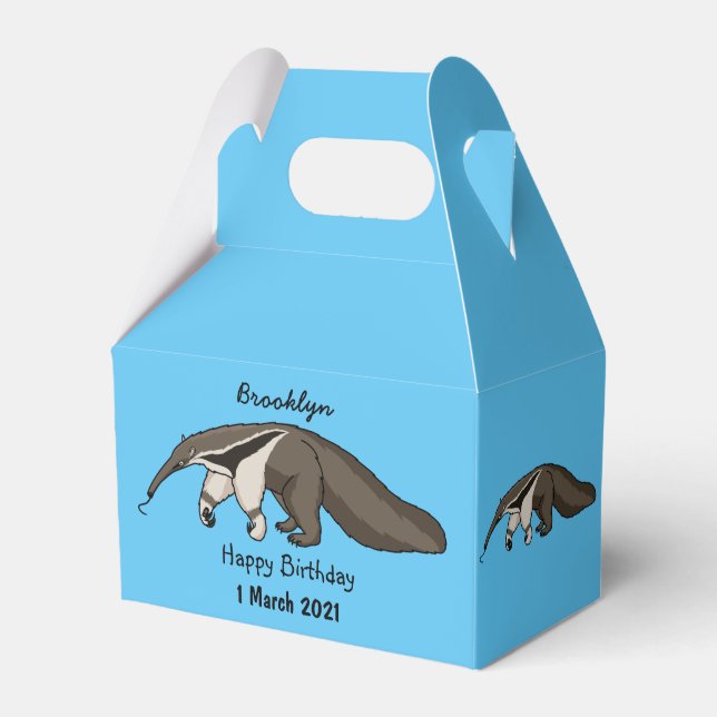 Anteater happy cartoon illustration favor box (Front Side)