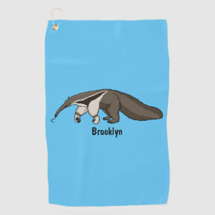 Anteater happy cartoon illustration golf towel