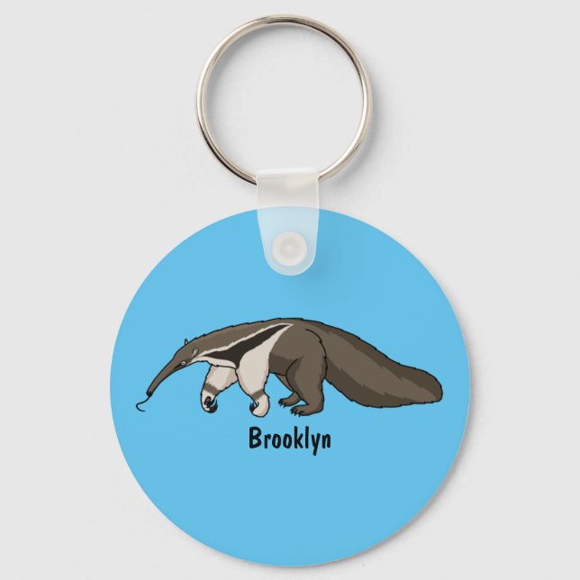 Anteater happy cartoon illustration keychain (Front)