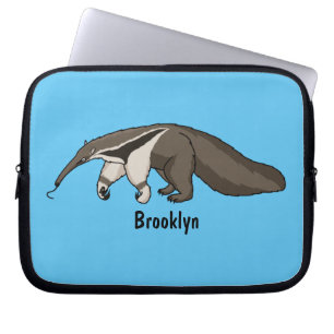Anteater happy cartoon illustration laptop sleeve