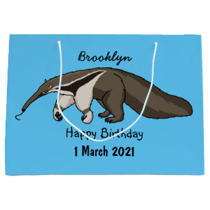 Anteater happy cartoon illustration  large gift bag