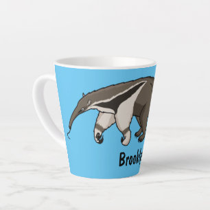 Anteater happy cartoon illustration latte mug