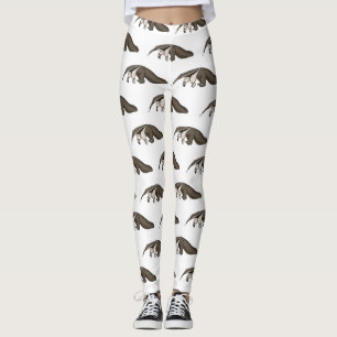 Anteater happy cartoon illustration leggings