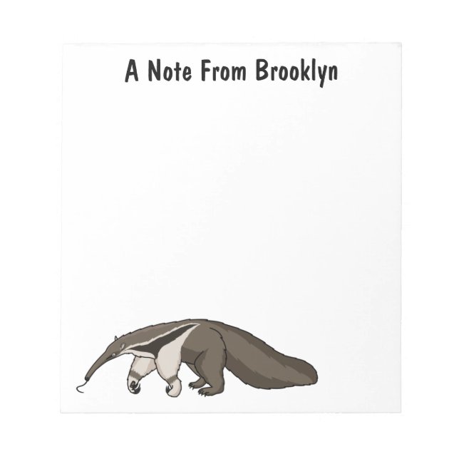 Anteater happy cartoon illustration notepad (Front)