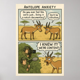 Antelope Anxiety Comic – Nature Documentary Humour Poster