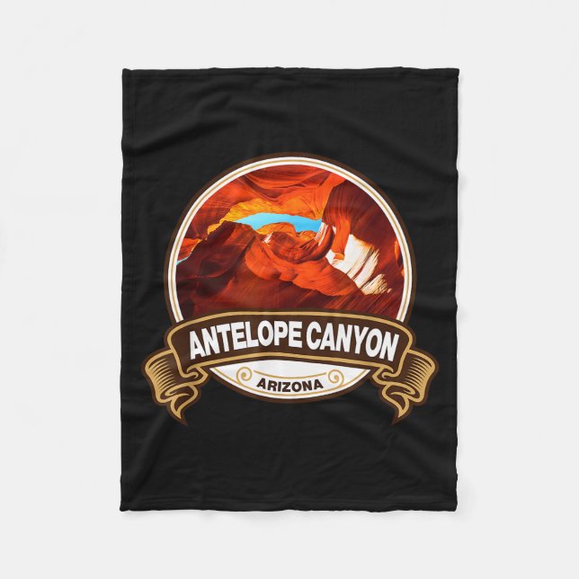 Antelope Canyon Arizona Landmark Badge Vintage  Fleece Blanket (Front)