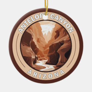 Antelope Canyon Arizona Retro Badge Ceramic Ornament