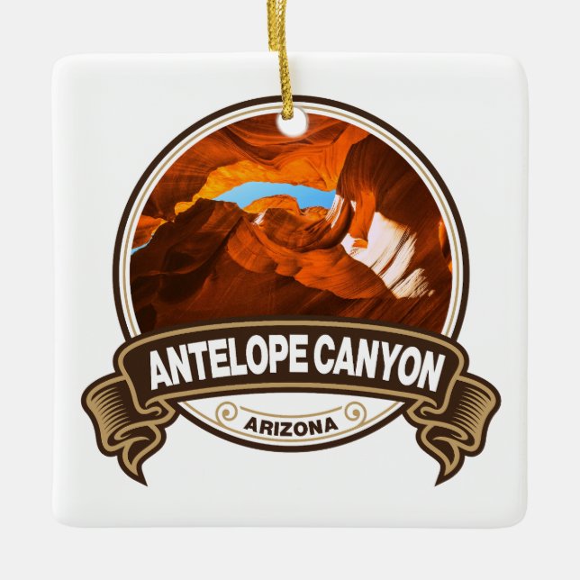 Antelope Canyon Arizona Travel Badge Ceramic Ornament (Front)