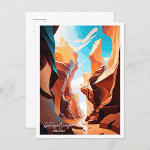 Antelope Canyon Arizona Travel Illustration Postcard