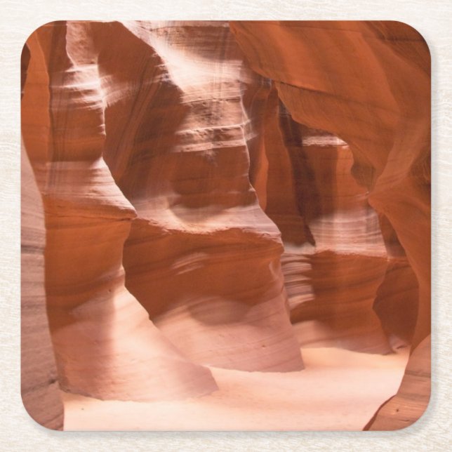 Antelope Canyon, Naturally Lit Square Paper Coaster (Front)