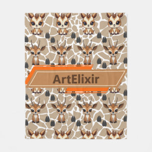 Antelope Cute Baby Kawaii Brown Print  Fleece Blanket
