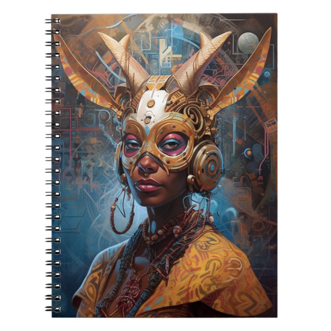 Antelope Headdress Science Fiction Cyberpunk Notebook (Front)