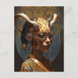 Antelope Headdress Science Fiction Cyberpunk Postcard