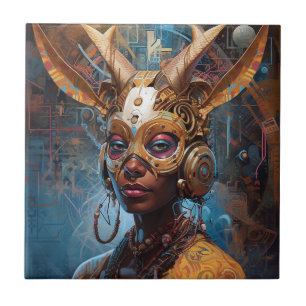 Antelope Headdress Science Fiction Cyberpunk Tile