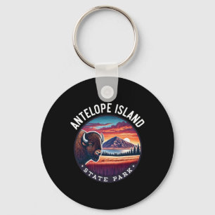 Antelope Island State Park Hiking Souvenir Bison O Keychain
