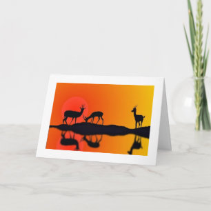 Antelopes in the sunset  Birthday Card