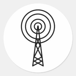 antenna aerial sign classic round sticker