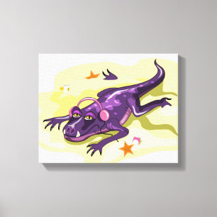 Anteosaurus Sunbathing With Headphones. Canvas Print