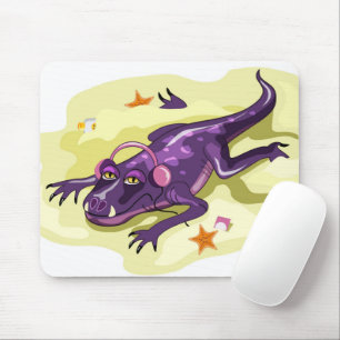 Anteosaurus Sunbathing With Headphones. Mouse Pad