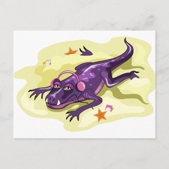 Anteosaurus Sunbathing With Headphones. Postcard (Front)