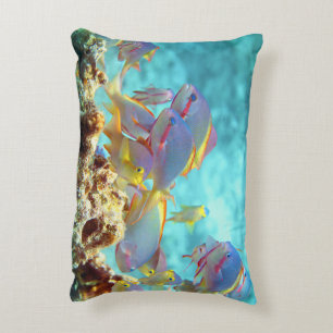 Anthias - Colourful school of fish at coral reef Accent Pillow