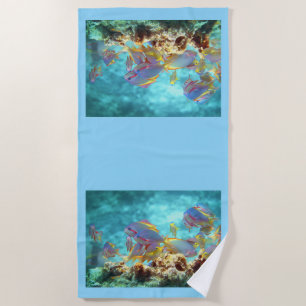 Anthias - Colourful school of fish at coral reef   Beach Towel