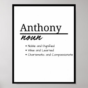 Anthony, Boy Personalized Name Definition Poster
