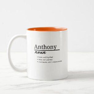 Anthony, Boy Personalized Name Definition Two-Tone Coffee Mug