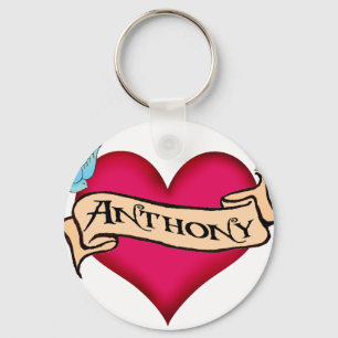 Anthony - Custom Heart Tattoo T-shirts & Gifts Keychain