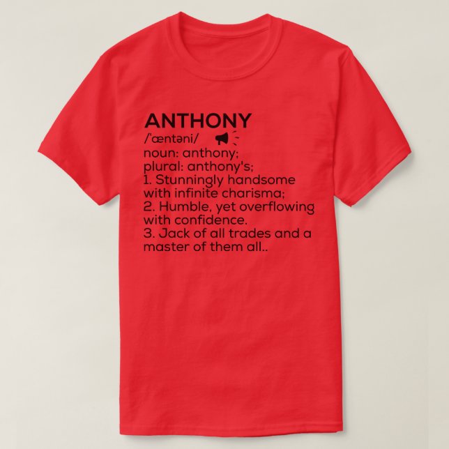 Anthony Name Definition Anthony Meaning Anthony Na T-Shirt (Design Front)