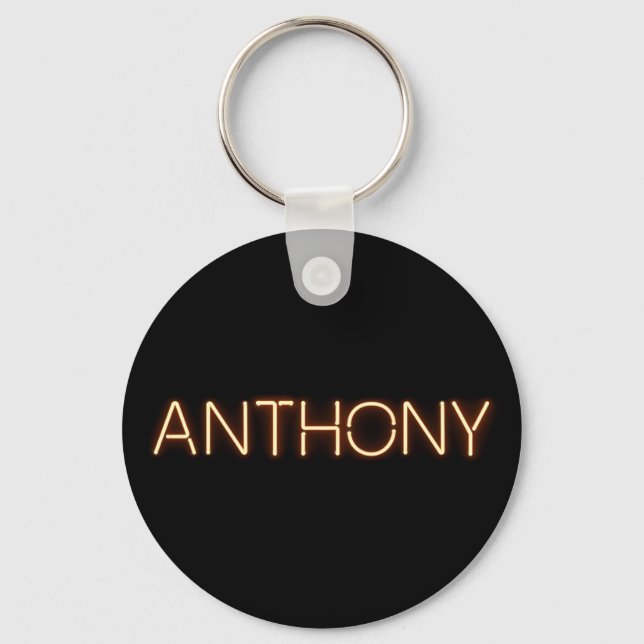 Anthony name in glowing neon lights keychain (Front)