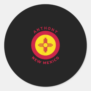 Anthony New Mexico Nm Flag Zia Vacation Souvenir Classic Round Sticker