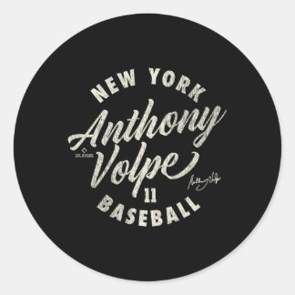 Anthony Volpe New York Baseball Cursive Mlbpa Classic Round Sticker